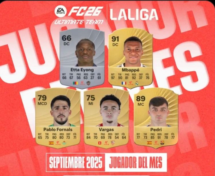 西甲官方9月最佳球员候选：姆巴佩领衔，佩德里、福纳尔斯在列