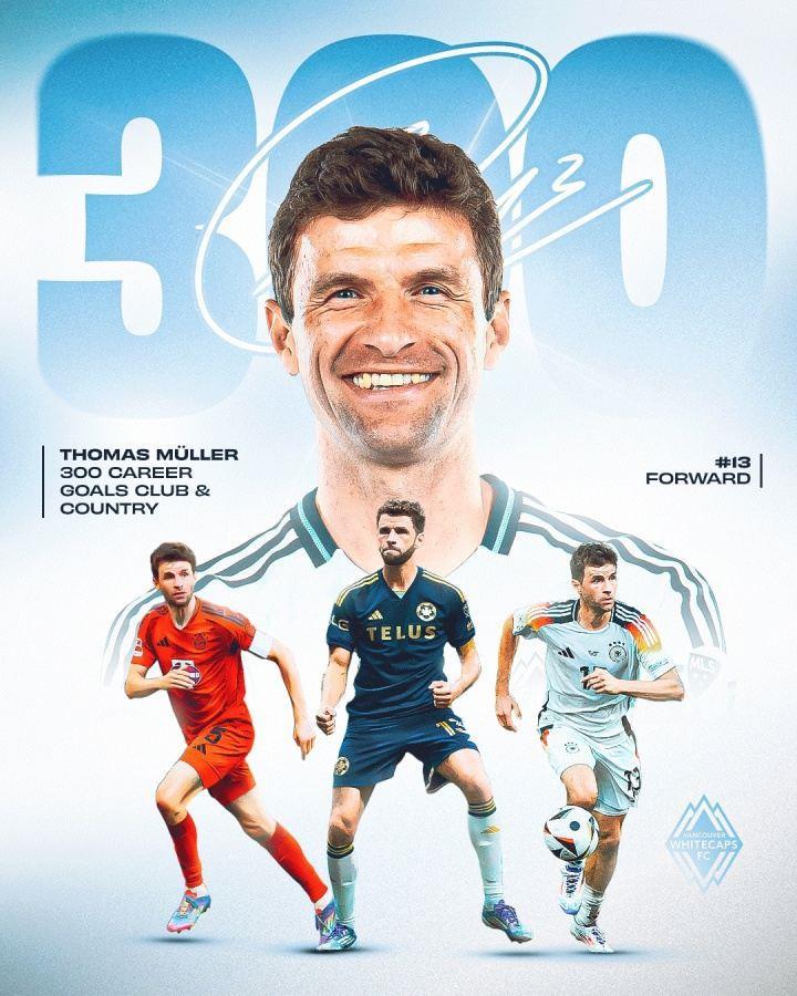 892场300球！穆勒点射破门收获生涯第300球，加盟温哥华5场5球