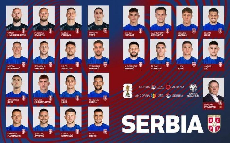 塞尔维亚公布名单：弗拉霍维奇领衔，A-斯坦科维奇首次入选国家队