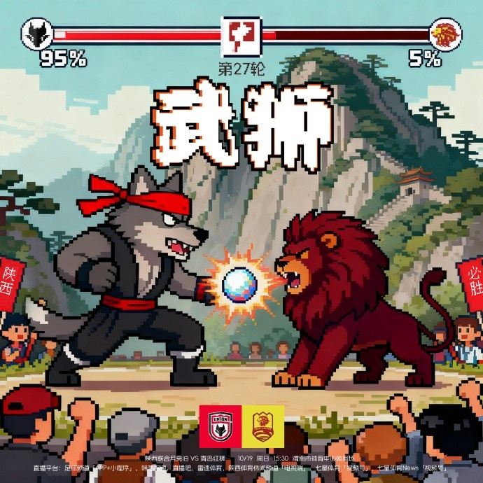 赛前海报：武狮中甲第27轮  陕西联合月亮泊 青岛红狮