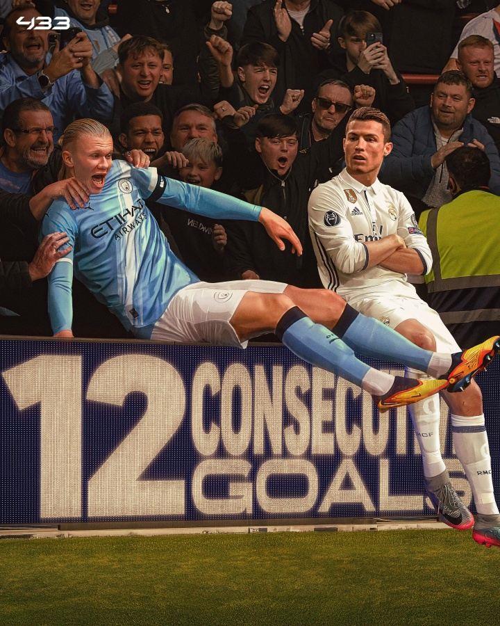 压力给到姆总！哈兰德连续12场进球追平C罗，姆巴佩差1场将战尤文