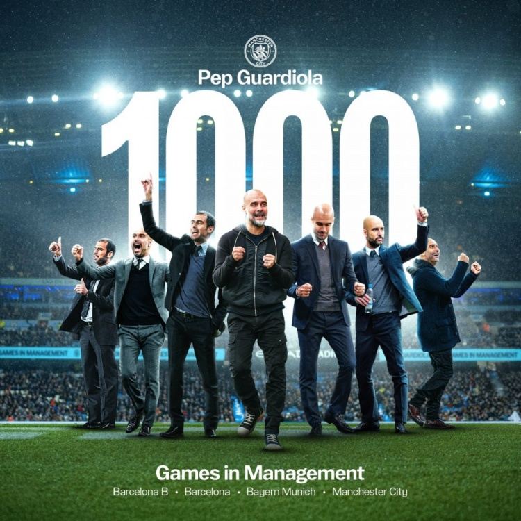 已是传奇！瓜迪奥拉今日迎执教生涯1000场，前999场715胜39冠