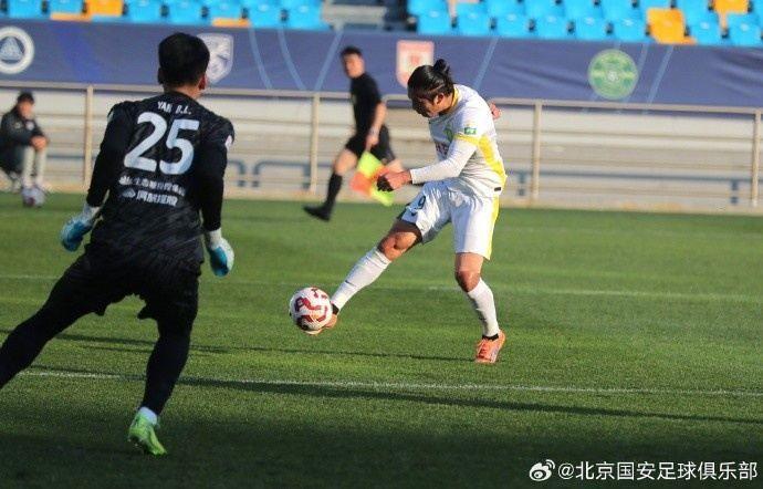 今天下午进行了一场教学赛，北京国安2-1击败天津津门虎
