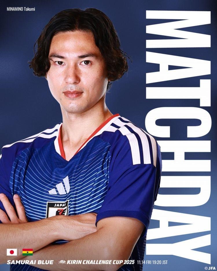 相互交手日本5胜3负，日本公布战加纳赛前海报：南野拓实入镜