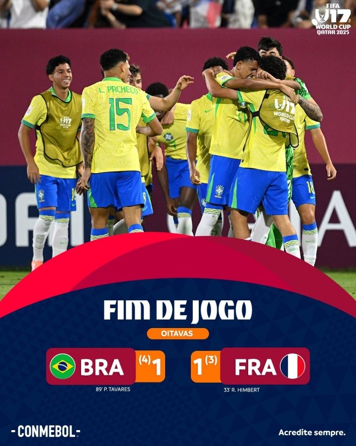 U17世界杯1/8决赛：巴西点球大战4-3法国，总比分5-4闯进8强