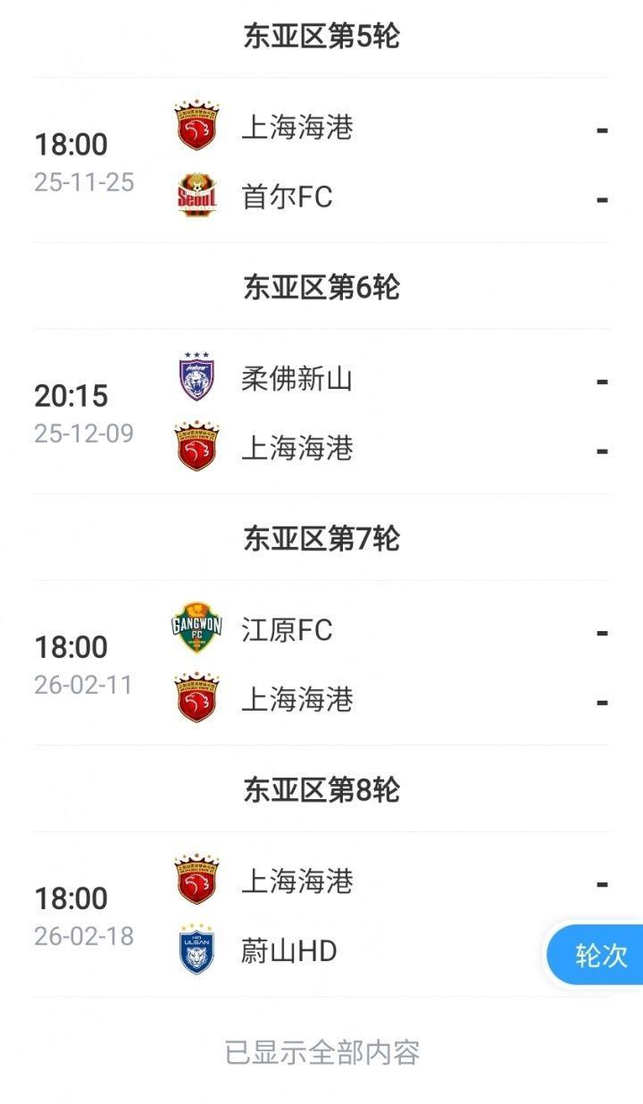 亚冠仍需努力！海港接下来还将踢2轮亚冠，目前仅积1分列倒数第一