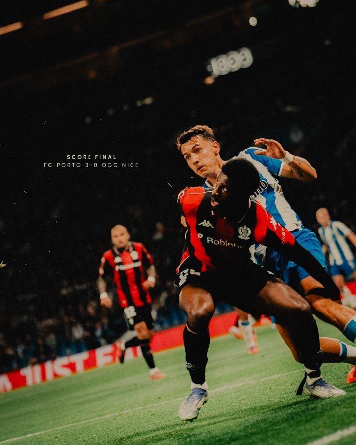 法甲本轮唯一欧战输球！尼斯0-3波尔图，欧联5场全败垫底