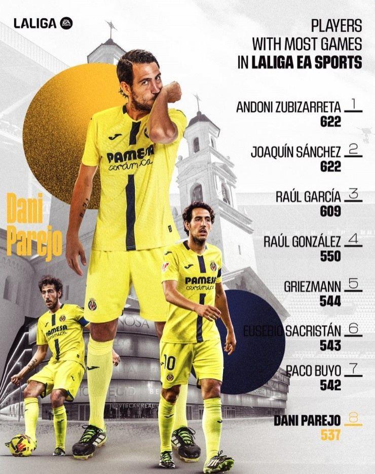 帕雷霍生涯第537次西甲登场，超越拉莫斯升至历史第8位