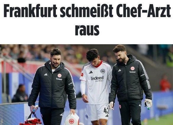 图片报：法兰克福队医私下给对手的球员治疗，被俱乐部发现并开除