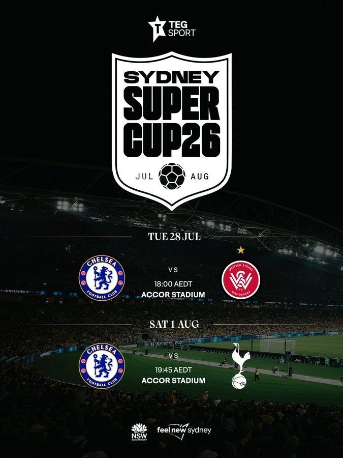 切尔西、热刺明夏前往澳洲对阵悉尼双雄，8月1日蓝军热刺直接交锋