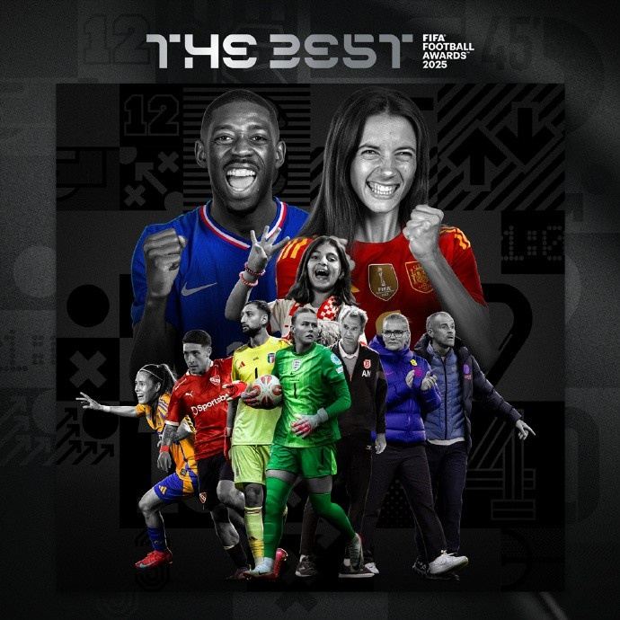 FIFA年度最佳奖项汇总：登贝莱男足最佳球员，多纳鲁马获最佳门将