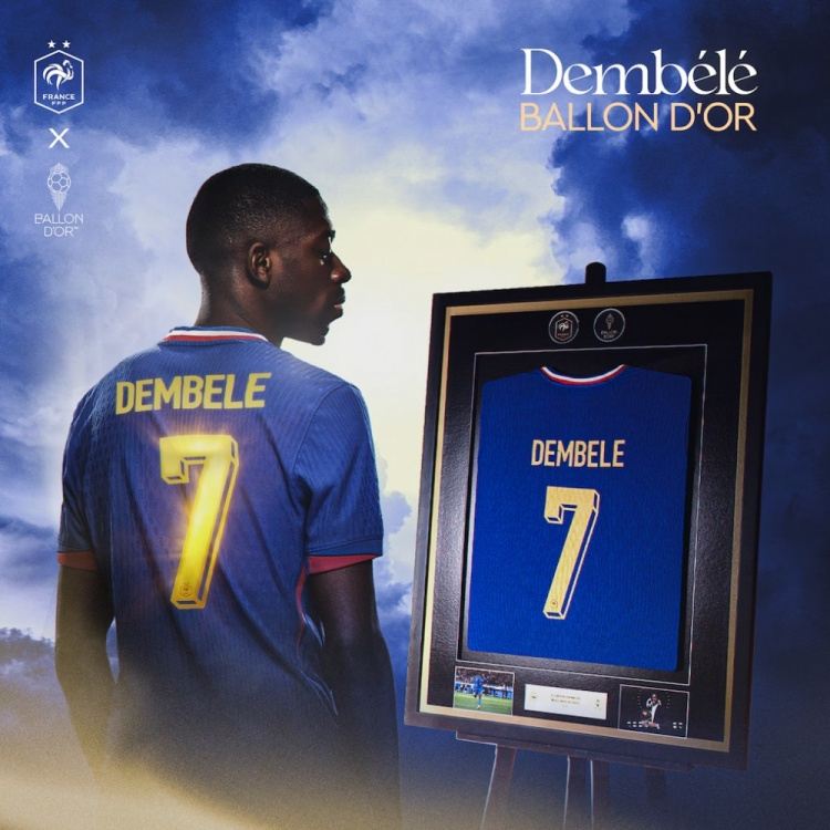 高端大气上档次！法国推出登贝莱金球奖装裱球衣，售价450欧