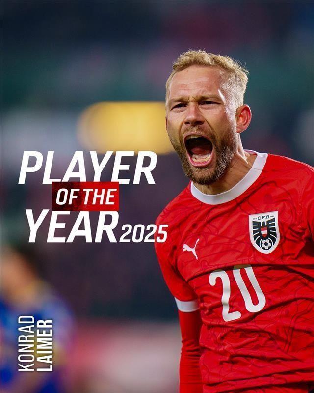 首次当选，官方：拜仁后卫莱默尔当选2025年奥地利足球先生