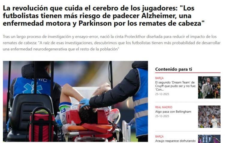 每体：机构推出头部保护装置 球员患阿尔茨海默病概率是普通人5倍