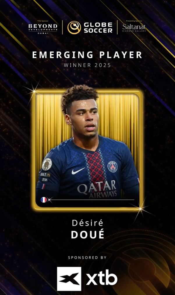 官方：杜埃荣膺2025环足奖最佳新人，击败居莱尔、库巴西、内维斯