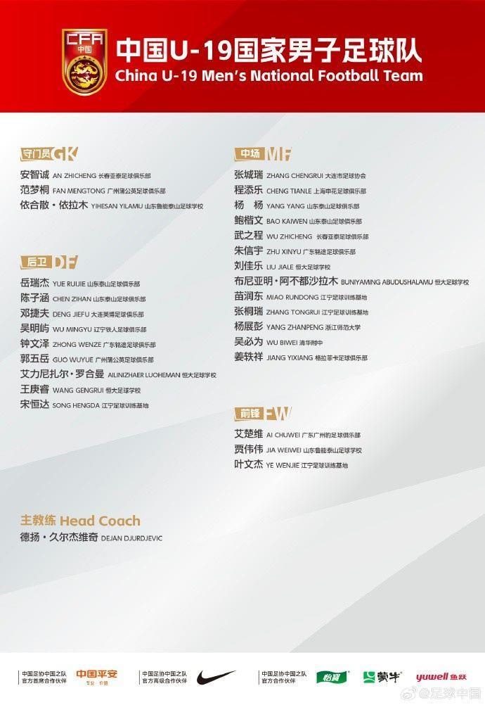 U19国足集训名单：姜轶祥在列，泰山 泰山足校6人、恒大足校4人