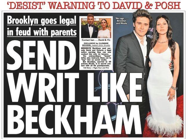 决裂！太阳报：长子向小贝和维多利亚发函，称双方只通过律师联系