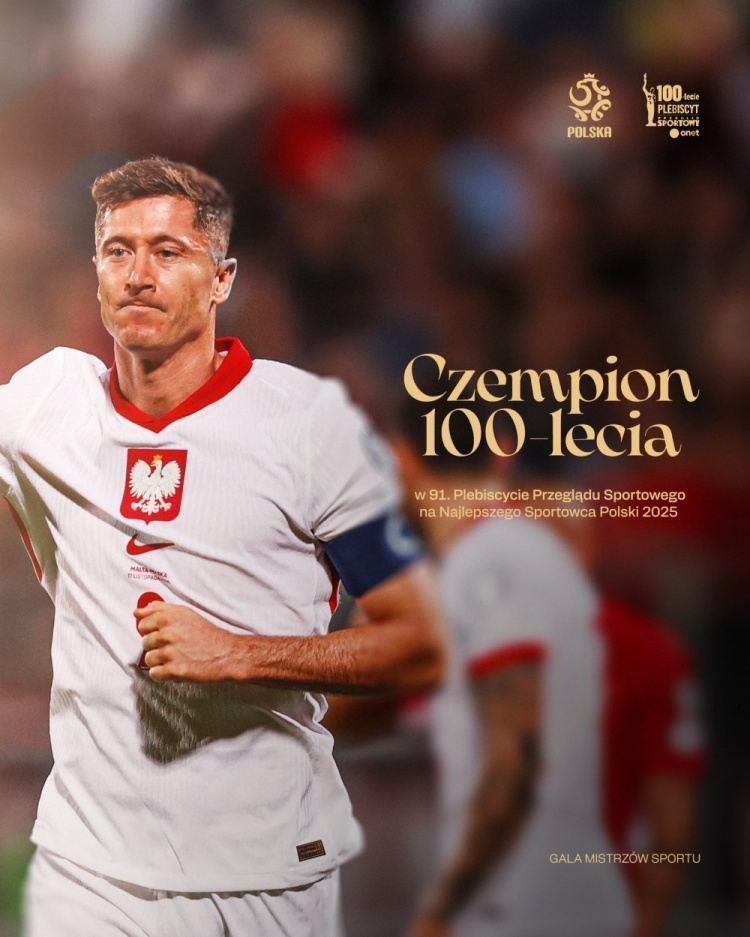 恭喜！莱万荣获波兰“世纪冠军”奖项，妻子安娜代表他领奖