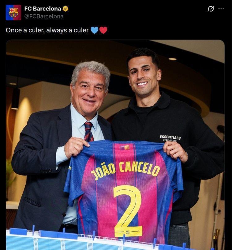 坎塞洛：巴萨是世界最佳俱乐部 亚马尔进步很大不是最佳也是前三