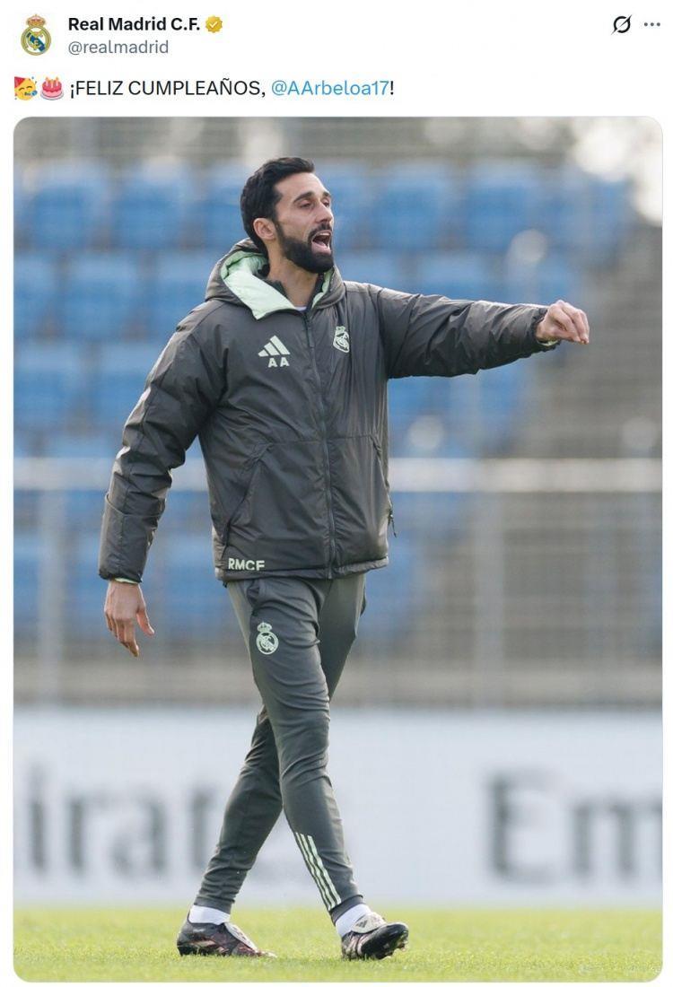 皇马官方祝阿韦洛亚43岁生日快乐，今晚将迎来伯纳乌执教首秀