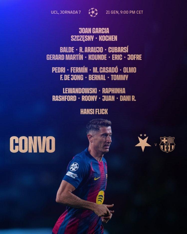 巴萨欧冠名单：特狮、亚马尔、费兰、坎塞洛缺席，拉菲尼亚回归