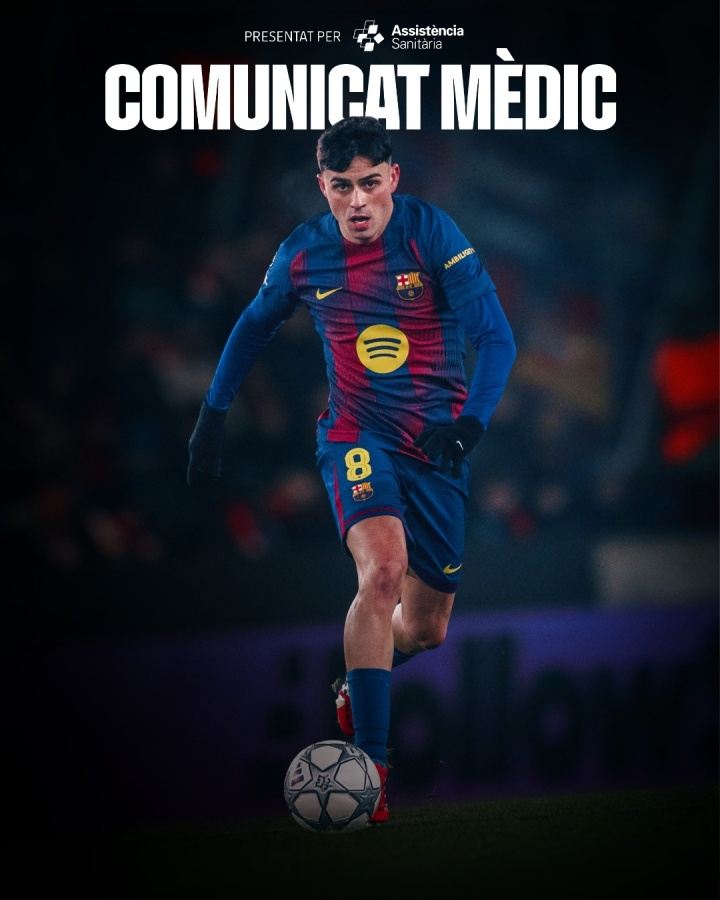 巴萨官方：佩德里右腿肌肉拉伤，预计伤缺1个月