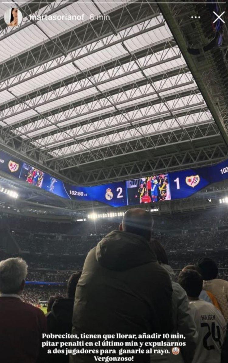 巴列卡诺球员的妻子嘲讽皇马：只能靠点球 2红牌战胜我们，可耻！