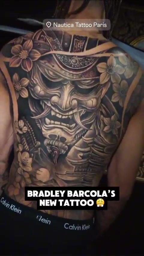 法媒：巴黎边锋巴尔科拉背部新添纹身，武士面具 寺庙 日本山水