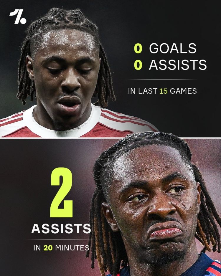 爆发！埃泽此前15场比赛0球0助，此役开场20分钟助攻双响