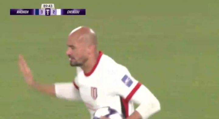 廖荣祥传中助攻，费利佩头球破门，蓉城再扳一球2-3町田泽维亚