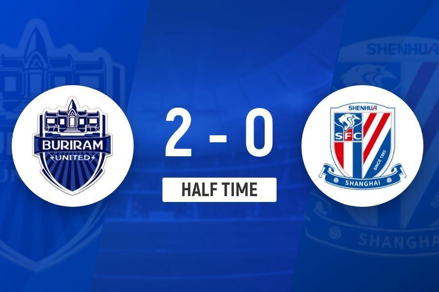 半场-申花两度角球丢球拉唐2分钟吃2黄 申花暂0-2武里南联