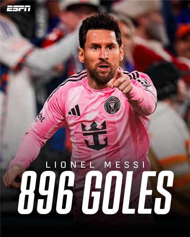 ESPN：梅西即将迎来生涯900球里程碑，预测2028赛季达到1000球