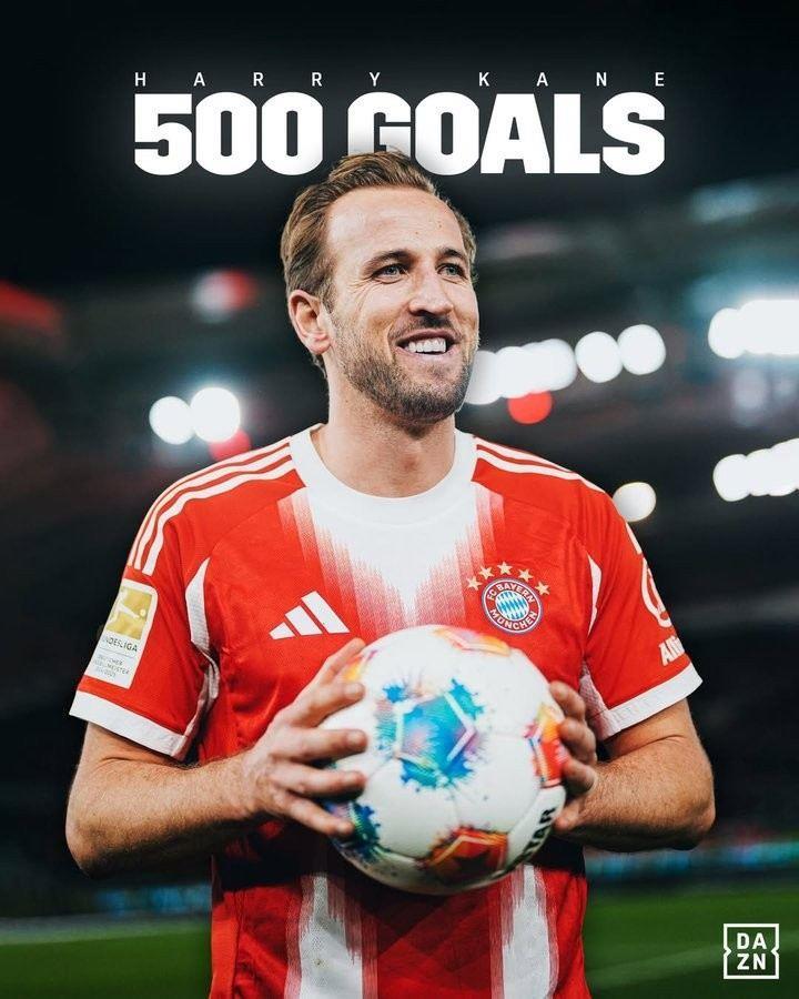 32岁凯恩达成职业生涯500球！拜仁将在明日赛前为他办纪念仪式