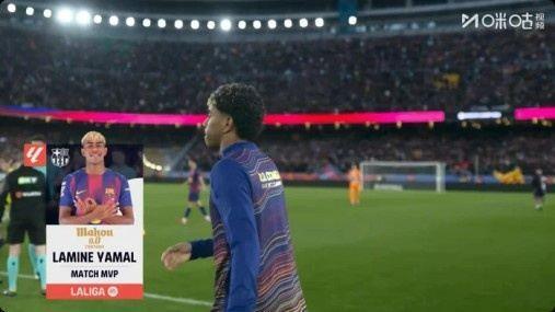 帽子戏法 6过人成功，亚马尔当选巴萨4-1黄潜一役全场最佳