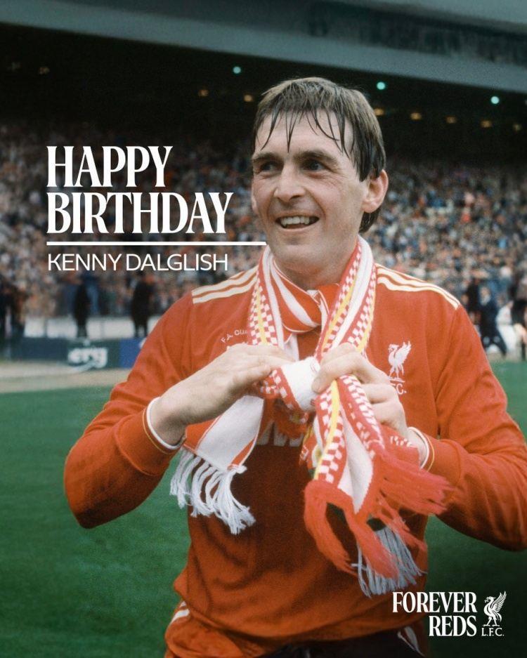 达格利什迎来75岁生日，利物浦官方社媒：祝传奇国王生日快乐！