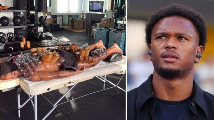 东方神秘力量！尤文前锋奥蓬达拔罐治疗，从脖子到小腿全是罐子