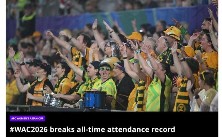 亚足联：本届女足亚洲杯总观赛人次已达82371人，创历史纪录