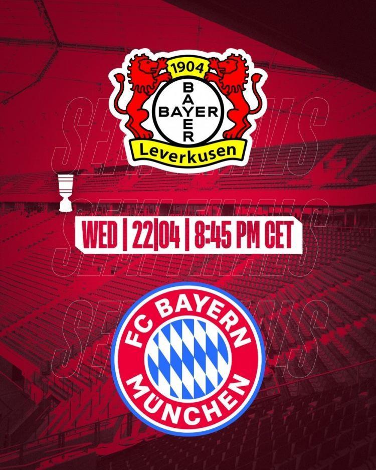 德国杯半决赛时间：4月23日药厂vs拜仁，4月24日斯图加特vs弗赖堡