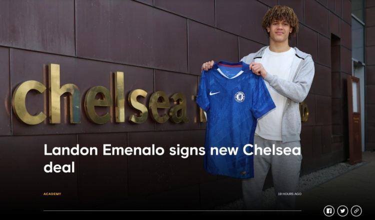 官方：切尔西与前总监之子兰登·埃梅纳洛续约至2031年