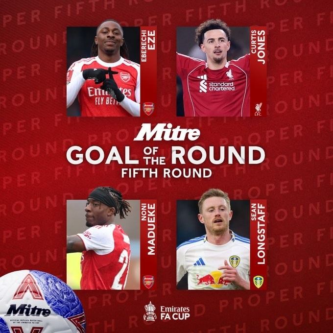 足总杯第五轮最佳进球候选：埃泽、马杜埃凯、朗斯塔夫、琼斯入围