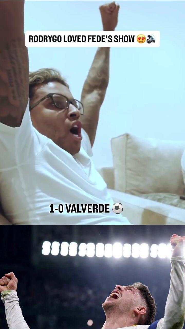 看嗨了！罗德里戈在家见证巴尔韦德戴帽，三次激动庆祝 振臂高呼