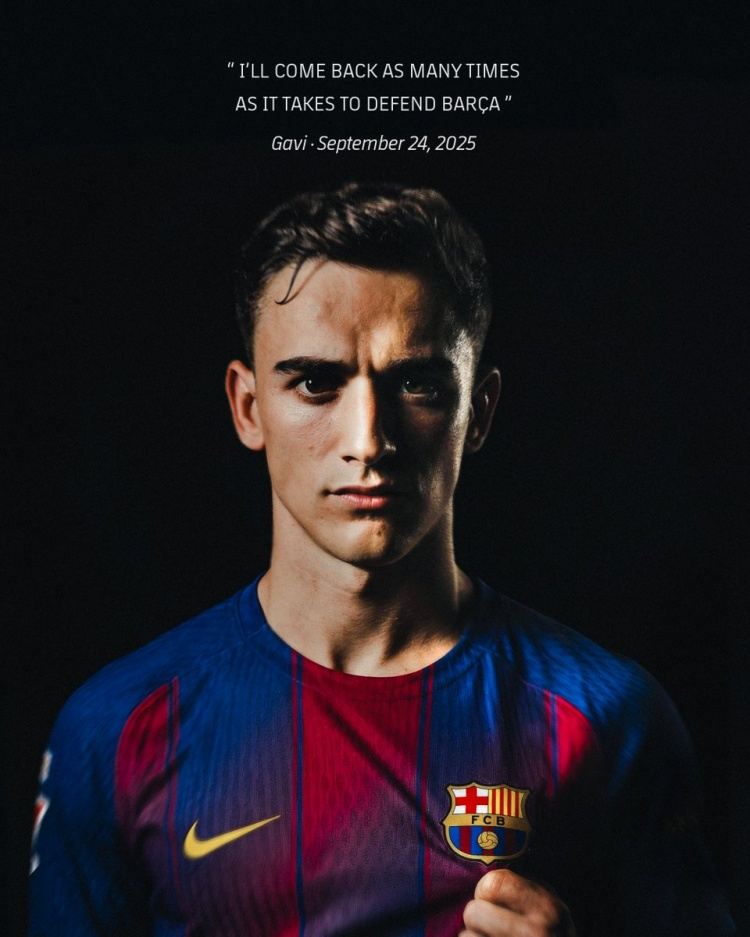 巴萨官方社媒晒图，宣告加维回归：我们的6号球员回来了！