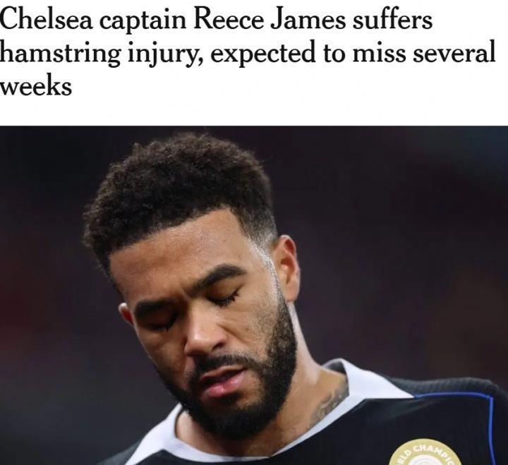 刚续约6年！TA：里斯·詹姆斯近5年第10次腿筋受伤，将伤缺数周