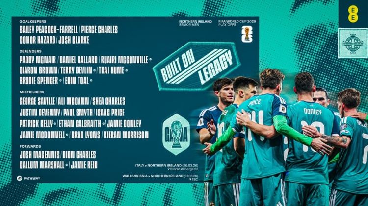 世预赛附加赛战意大利，北爱尔兰名单：休姆、巴拉德、德文尼在列