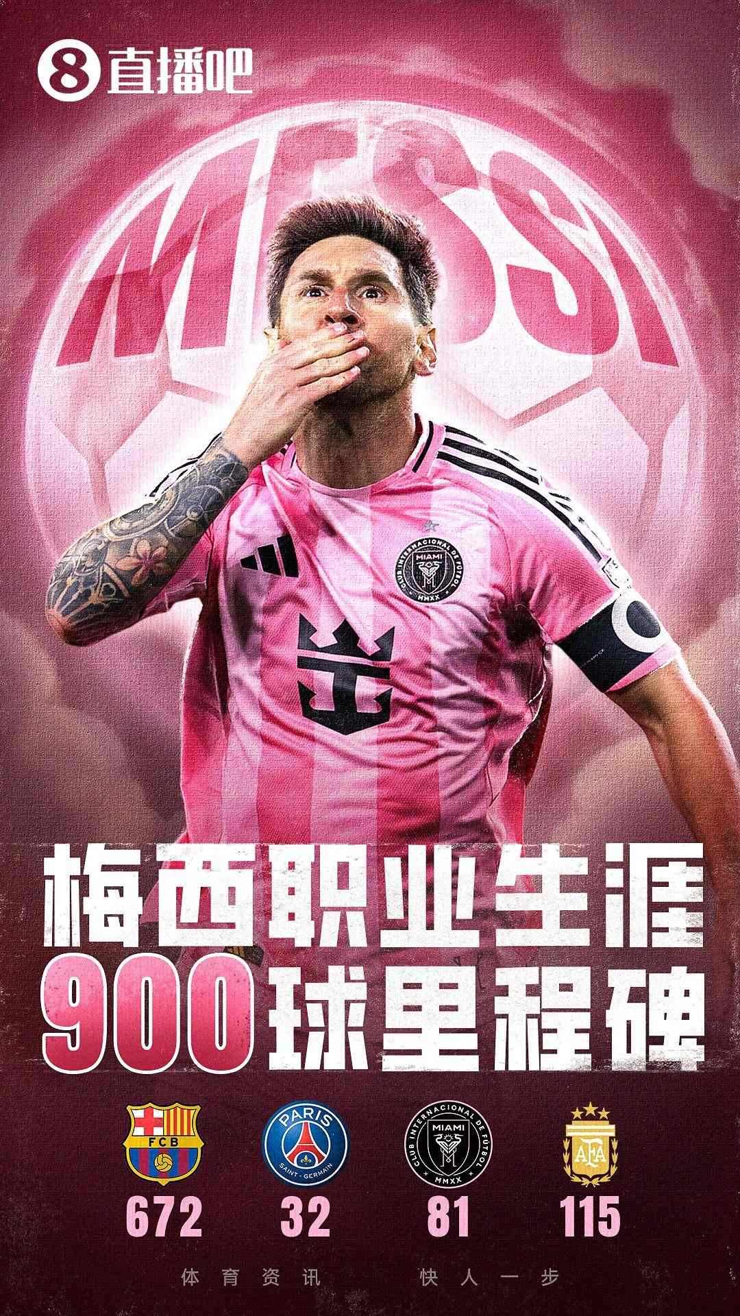 再创历史！38岁梅西解锁生涯900球，创足坛最快最年轻纪录