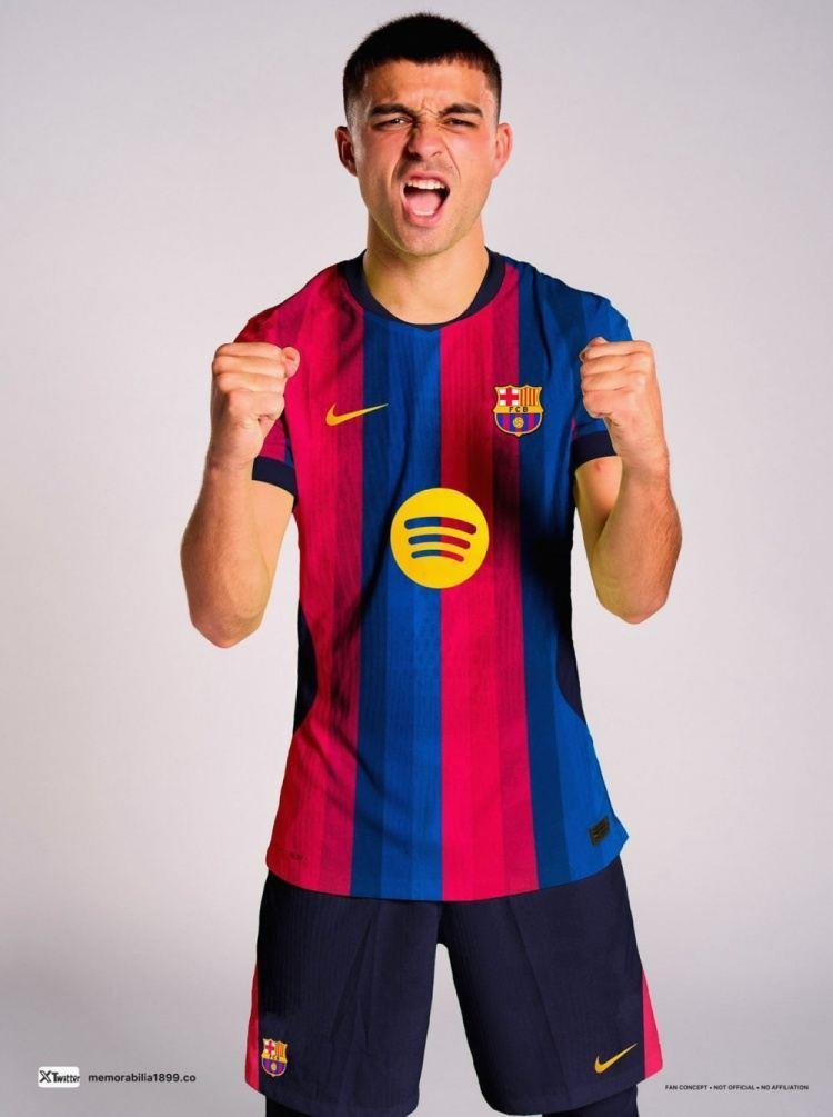 巴萨新赛季主场球衣谍照：三种红 三种蓝搭配，色调丰富