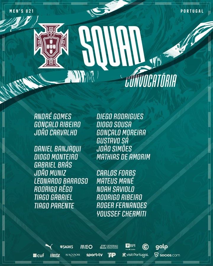 葡萄牙U21名单：马特乌斯·马内、罗杰·费尔南德斯在列
