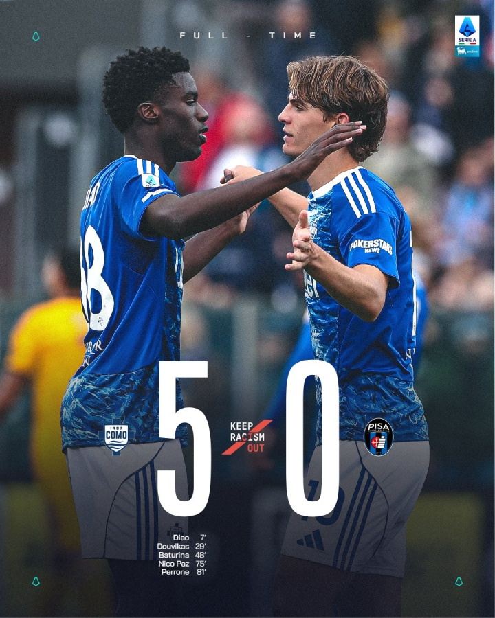 稳居欧冠区！38岁小法连斩强敌取5连胜，科莫领先尤文3分 罗马6分