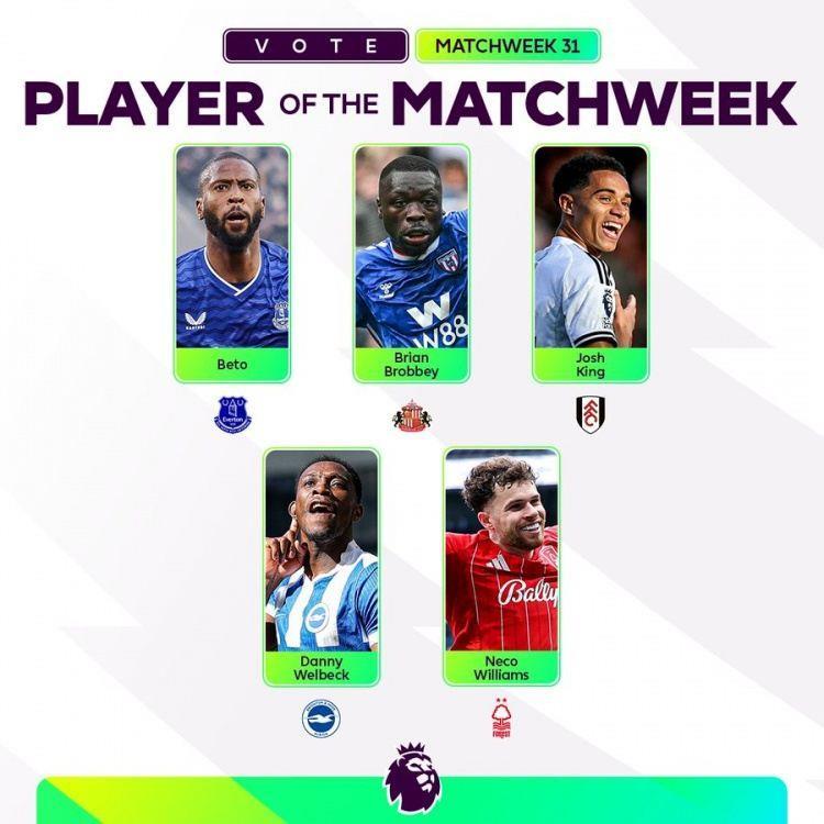 英超第31轮最佳球员候选：贝托、布罗比、维尔贝克在列