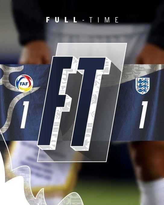 英格兰U21艰难逼平安道尔，里科·刘易斯90分钟点射绝平